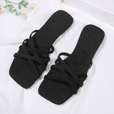 French Small Cool Slippers Women Wear 2025 Summer New Beach Slippers Seaside Flat Bottom Drag Large Code HZ0115