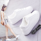 Small White Shoes Women 2025 Spring And Autumn New Fashion Flat Shoes Students Breathable Women's Shoes Net Red Single Shoes Casual White Shoes HZ0115