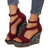 Large-Size High-Heeled Fish Mouth Sandals Women Thick Bottom Slope And Fish Mouth Word Buckle Bottom Cold Slippers HZ0115