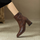 Coarse And Short Boots Women 2025 New High-Heere Winter Brown Skinny Boots English-Style Vintage Martin Boots HZ0115