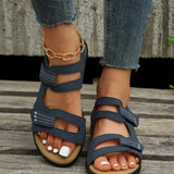 Sandals Summer New Slopes And Sandals Magic Buckle Thick Soles Large-Size Leisure Solid Sand Beach Shoes HZ0115