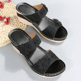 Large-Size 2025 Summer New Retro Leisure Flowers High Heel Women's Shoes And Slippers HZ0115
