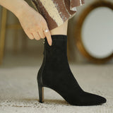 Skinny Boots Gentle Apricot Temperament Tip High Hedging Socks Boots And Ankle Boots Elastic Short Boots Women HZ0115