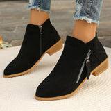 Trendy Thick Background Solid Color Tip Side Zipper Martin Boots 2025 Spring And Autumn New Short-Box Women Boots HZ0115