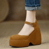 12CM Fashion Thick Sole Comfortable Ultra-High Heels 2025 Spring New Round Head Pine Bottom Shallow Single Shoes HZ0115