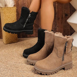 Snow Boots Autumn And Winter New Large Size Side Zip Hair Anti-Slip Waterproof Plus Thick Low-Tight Cotton Shoes HZ0115