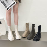 2025 Autumn And Winter New Thick-Bottomed Boots Children Martin Boots White Women's Shoes Skin Skinny Boots Women's Cotton Shoes Plus Velvet Women's Short Boots HZ0115