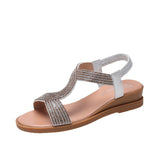 Fairy Wind Slope Heel Sandals Women Large Size 2025 Summer New Water Drill Loose With Feet Mother Sandals HZ0115