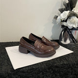 British Wind Thick-Soled Lefang Shoes Women One Foot Lazy Shoes One-Legged Single Shoe College Style Jk Uniform Shoes HZ0115