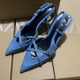 ZAJ2025 Spring New Cross-Scutter Buckle High Heel Sandals Fine Heel Stumbling Belt Daily Wear Women HZ0115