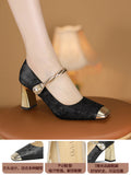 New Chinese Style Mary Jane Single Shoes 2025 New Square Word With High Heel Women's Shoes Fashion Shoes HZ0115