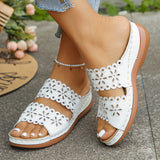 Large-Size Hollow Flowers One-Word Slippers Women In The Summer Of 2025 New Leisure Thick Bottom Slope And Cold Slippers Women HZ0115