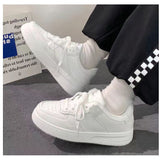 Small White Shoes 2025 Spring And Autumn New Thick-Soled Pure White Round Head Shoes Students Tied Casual Shoes HZ0115