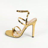 Women's Head Cross-Word With Ankle With Thin Heel Sandals Women's Shoes Party Golden High Heels HZ0115