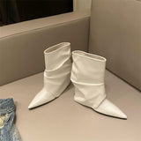 Designing A Hottie Slope And Trouser Tube Boots Autumn And Winter New Pointed Single Boots With Fashion Boots Temperament Fashion Short Boots HZ0115
