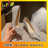Sharp High-Heeled Women Fashion Comfortable Shallow Bow Fine Heel Single Shoes Women 2025 Spring And Summer New HZ0115