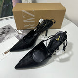 Autumn New Niche Fashion Shoes Leopard Print Sharp High-Heeled Muller Sandals HZ0115