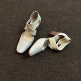 New Retro Ballet High Heel Children Thick Heel Cross-Lace Hollow Casual Head Sandals HZ0115