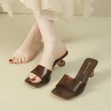 2025 Summer New One-Word French Simple And Comfortable Gentle Evening Wind Retro High-Sliflip Slippers Woman HZ0115