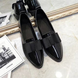 Spring Korean Version Of The Bow Tip Casual Low Single Shoes Women's Flat Base Simple Socket Commuting Women's Leather Shoes HZ0115