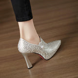 French Fashion Pearl Hot Heel 2025 Spring New Side Zipper Tip Fine Heel Women's Fashion Single Shoes HZ0115