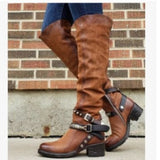 2025Wish New Belt Buckle Boots Women's Boots Coarse And Medium Size 40-43 HZ0115