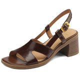 Extremely Simple Wind ~ Fang Exposed Sandals Women's New Leisure Commute Coarse High Heels HZ0115