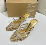 ZA Home 2025 New Women's Shoes French Retro Pointed In The Fashion Soft Leather Niche Design Feel Cat And Sandals Women HZ0115