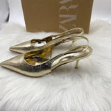 ZA Home In The Autumn Of 2025 On The New Golden Sharp Behind The High-Heeled Women Muqin Shoes Small Fine Heel Big Size List HZ0115