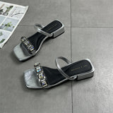 Women's Shoes 2025 Summer New Tug In The Toe Water Drill With Net Red Slippers Half A Word Drag HZ0115