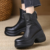 Small Thick 8Cm Slope With Leisure Short Boots Female Super High And Leisure Round Head After Zipper Coarse And Chelsea Boots HZ0115