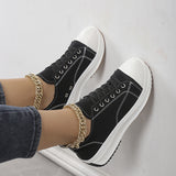 Large-Size Casual Single-Shoe Women 2025 Spring And Autumn New Round Head Tie With Thick Bottom Low Help Canvas Single Shoes HZ0115
