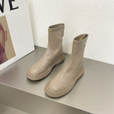 2025 Autumn And Winter New Thick-Bottomed Boots Children Martin Boots White Women's Shoes Skin Skinny Boots Women's Cotton Shoes Plus Velvet Women's Short Boots HZ0115
