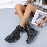 Large-Size 2025 New With Round Head Thick-Bottomed Short-Sleesize Female English Style Martin Boots HZ0115