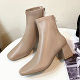Korean Version Of The Head Thick And Short Boots Woman New Fashion Zipper High And Martin Boots HZ0115