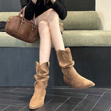 Autumn/Winter 2025 New Velvet Head Thick And Short Boots In The Boots High Heap Pile Of Western Cowboy Boots HZ0115