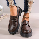 2025 Autumn New Lefu Shoes Casual British Style Women's Shoes Thick Heel Thick Soles Feet Retro Large Size Women's Shoes HZ0115