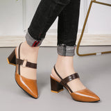 2025 Spring And Summer New Single-Shoe Women's Sharp Head Thick-Heeled Women's Shoes Heeled High Heels Hollow Women's Sandals HZ0115