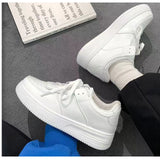 Small White Shoes 2025 Spring And Autumn New Thick-Soled Pure White Round Head Shoes Students Tied Casual Shoes HZ0115