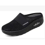 Baotou Small Net Hole Slippers Women No Heel Half-Slippers Thick-Bottom Slippers Women Net Side Half Slippers Women HZ0115
