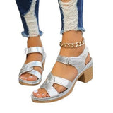 2025 Summer Thick Heel Sandals Light Hollow Pure Color Large Size Women's Foot Slippers Batch HZ0115