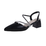 Sharp-Headed Water Drill Sandals Women Summer French Coarse High Heels Retro Single Shoes Femininity Spring HZ0115