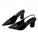 High-End Comfortable Super Soft Sandals Summer New French Pointed Sweet Temperament Banquet Single Shoes HZ0115