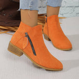Trendy Thick Background Solid Color Tip Side Zipper Martin Boots 2025 Spring And Autumn New Short-Box Women Boots HZ0115