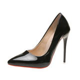 2025 Large-Size Spring High Heel High-Heeled Shoes Leather Sharp Single Shoes Women's Shoes Size 40-45 HZ0115