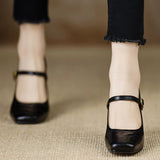French Retro Square Shallow Mouth Mary Jane Single Shoes Women's Spring 2025 New Word Buckle Lady Casual Single Shoes HZ0115