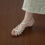 French Temperament Weaving Hollow Word With Exposed Toe Coarse Sandals Set Holiday Style Roman Shoes Woman HZ0115