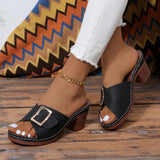 Large-Size Coarse-Heeled Slippers Women's New TEUM Explosive Belt Buckle Light Sandals Women In The Summer Of 2025 HZ0115
