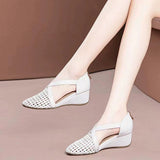 Slope Sandals Women 2025 New Spring And Summer Hollow Soft Base Middle-Naught Mother Shoes Breathable Comfortable Hand-Woven Single Shoes HZ0115