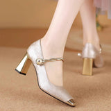 New Chinese Style Mary Jane Single Shoes 2025 New Square Word With High Heel Women's Shoes Fashion Shoes HZ0115